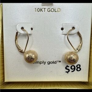10k Solid Yellow Gold Hoop And Ball Earrings.